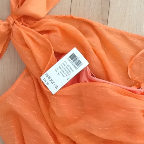 FREE PEOPLE tangerine one shoulder top with gold - Picture 2 of 2